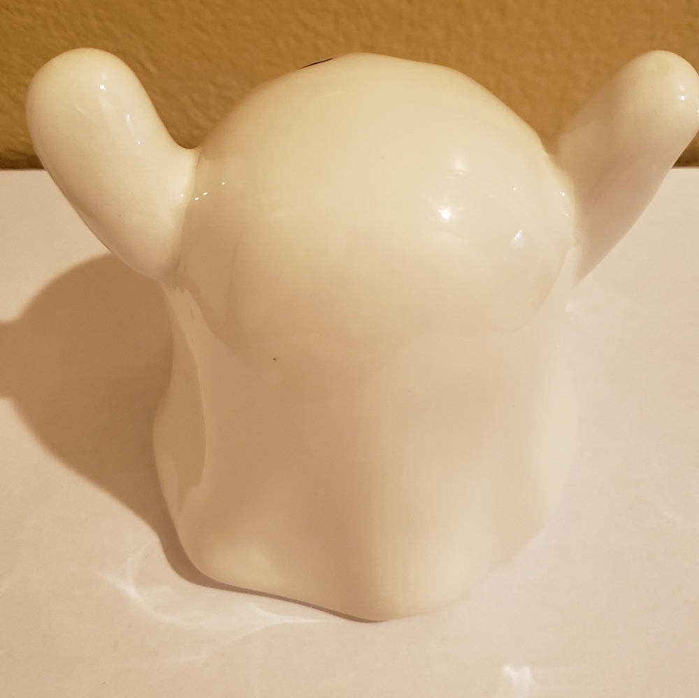 Halloween Ghost Sponge Holder Decor Full Moon NEW Ceramic 3" White Black - Picture 3 of 4
